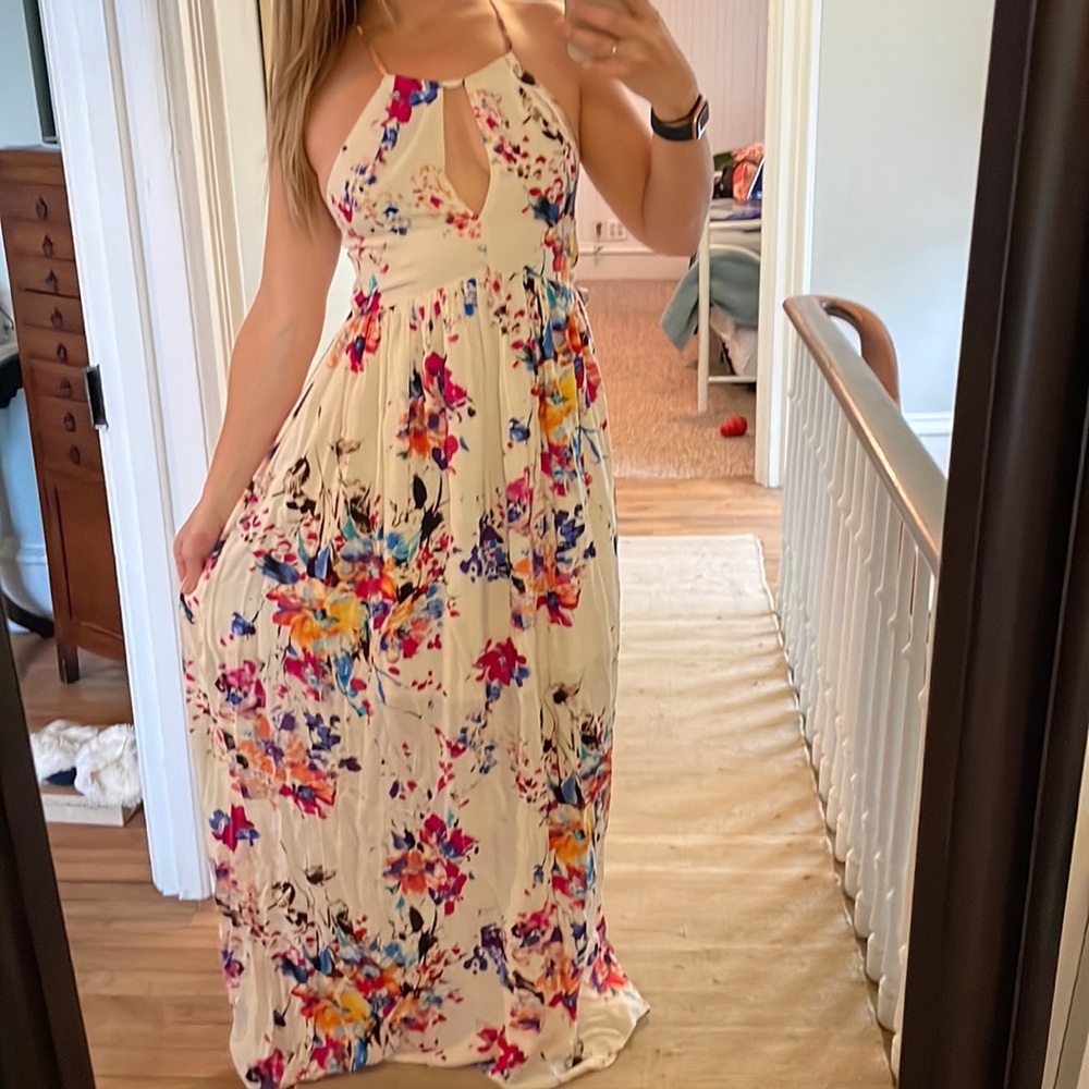 INA Floral Maxi Dress with Keyhole Front